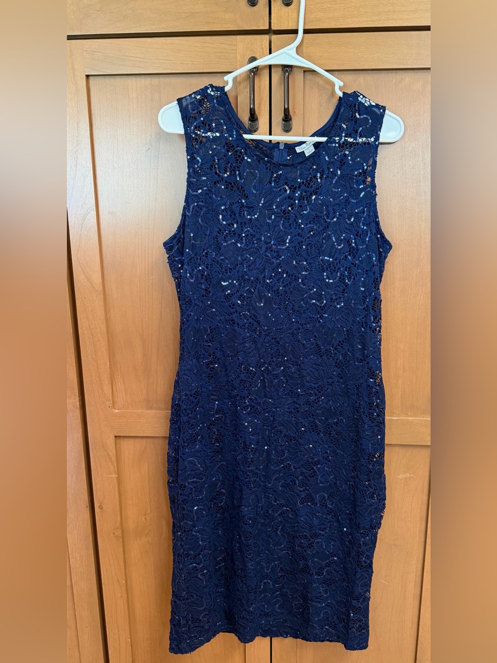 Olivia Matthews Navy Sequin Lace Midi Dress